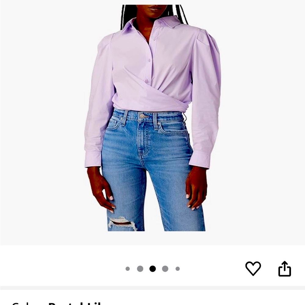 💜 Hudson jeans, lavender, cotton, puff sleeve wrap, top 🦄